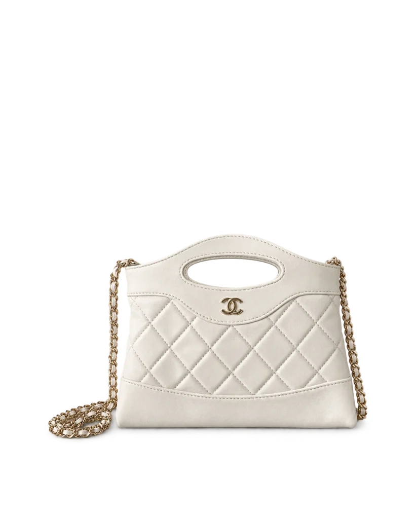 Ivory Quilted Cutout-Handle Tote — main view