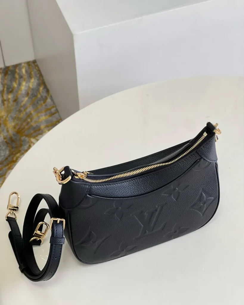 Black Mini Moon-Inspired Crescent Bag — top zipper view