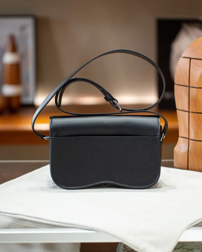 Della Cavalleria-Inspired Black Elan Saddle Bag, back view
