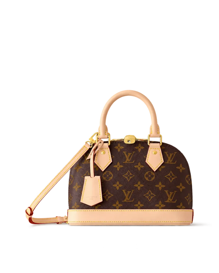 Brown Monogram Dome Satchel with Pale Trim — main view
