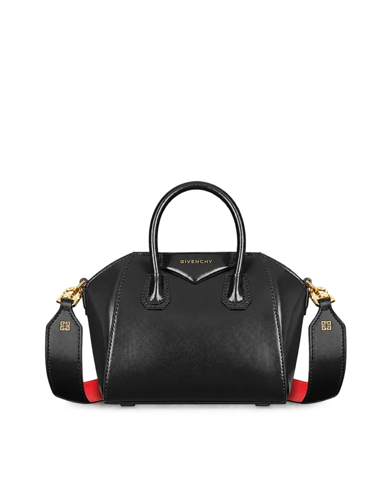 Black Red-Lined Twin-Handle Satchel — main view