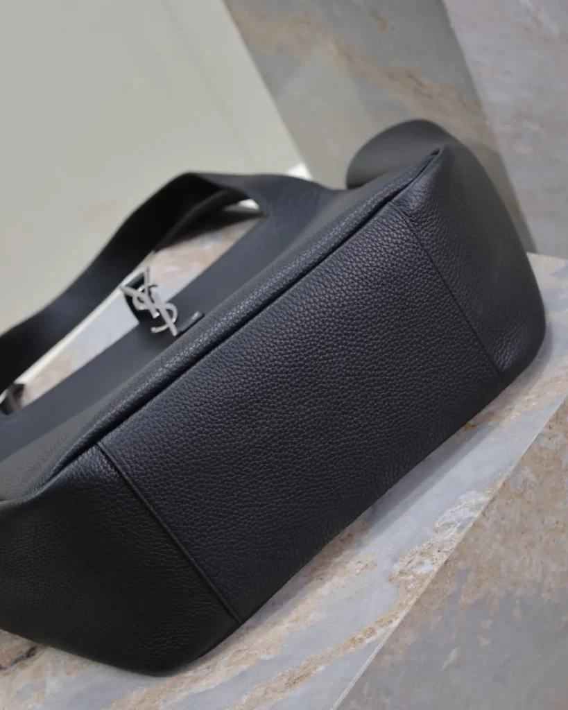Black Grained-Look Wide Tote — base view