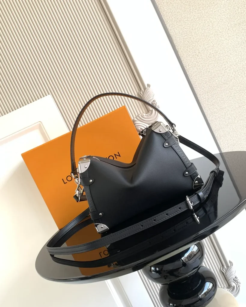 Black Silver-Tone Corner Shoulder Bag — rear view