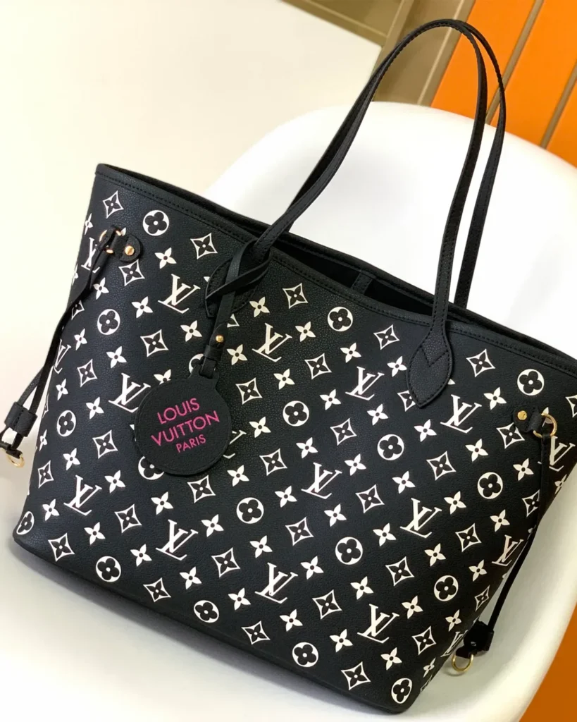 Black and White Monogram-Style Tote — front view