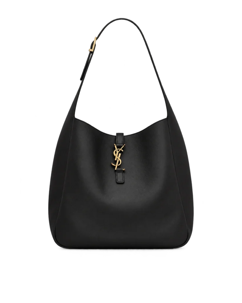 Black Curved-Top Shoulder Bag — upright front view