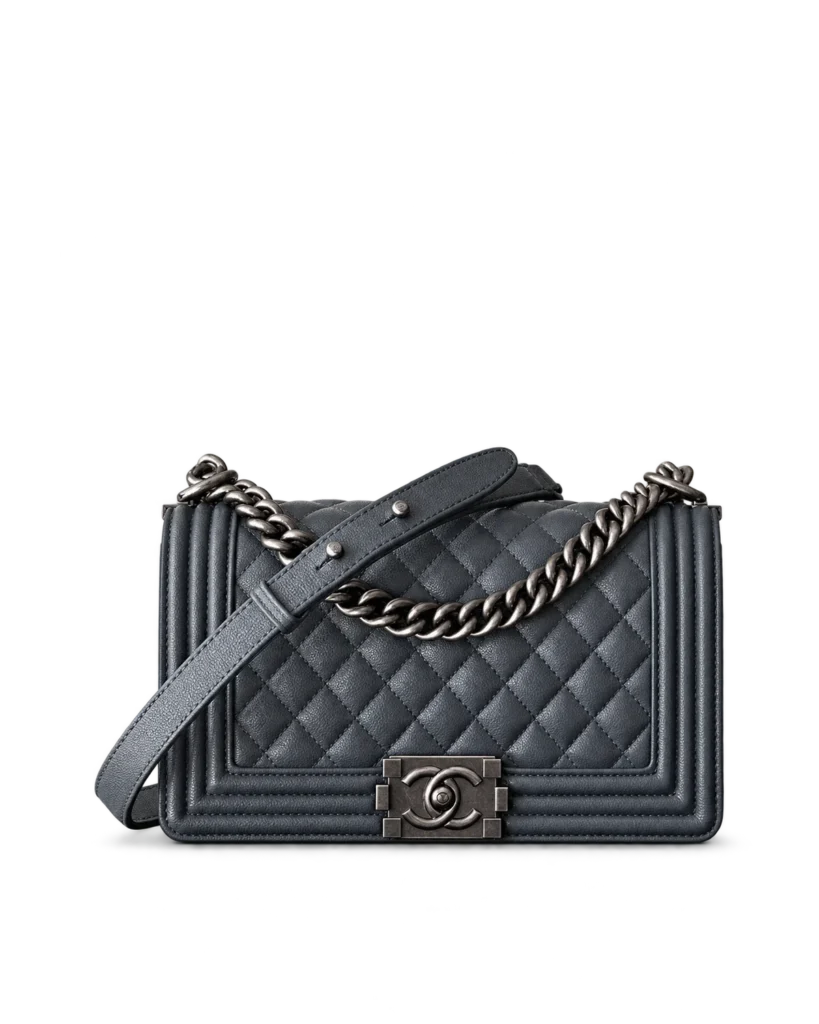 Charcoal Quilted Frame Flap Chain Bag — main view