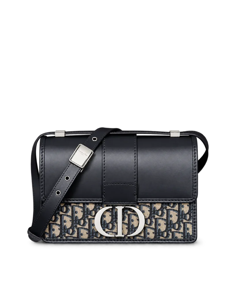 Navy Monogram Box Flap Bag — main view