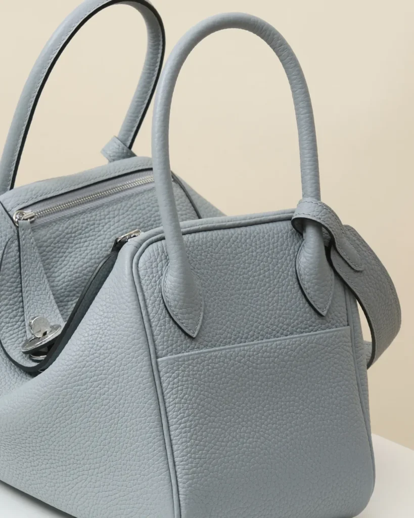 Ice Blue Folded Shoulder Bag — side pocket view
