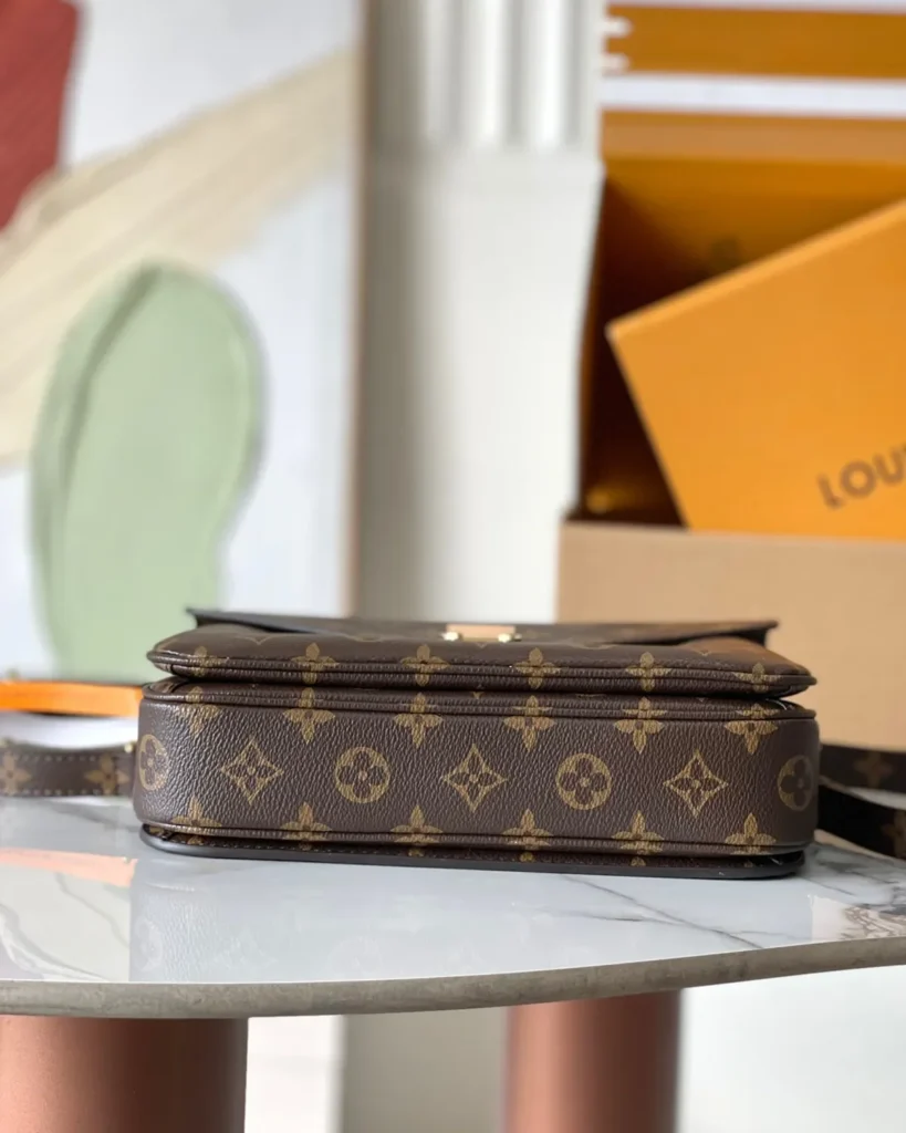 Brown Monogram Flap Satchel — base view