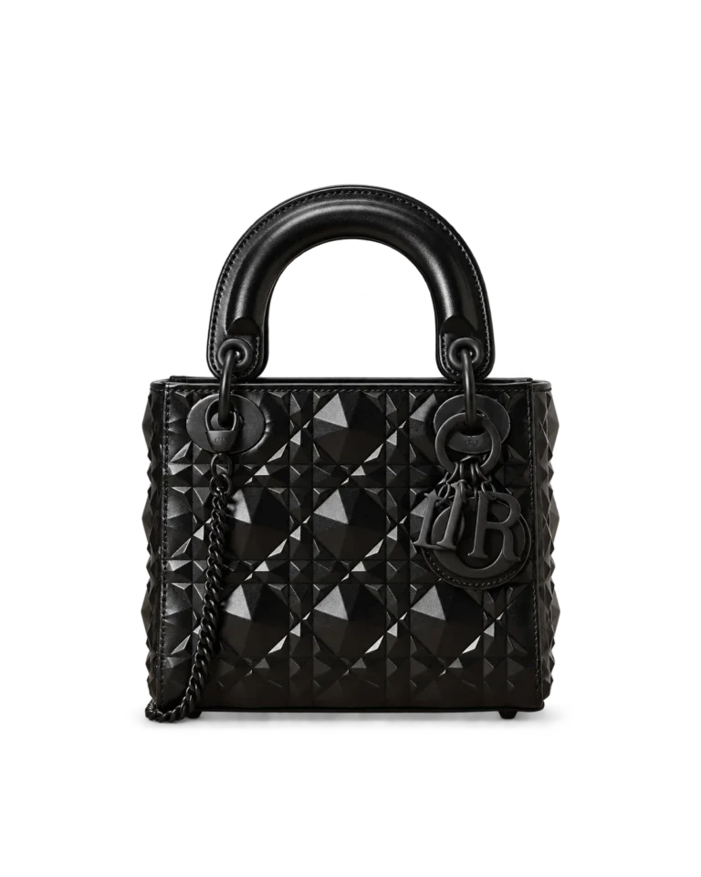 Black Faceted Top Handle Bag — main view