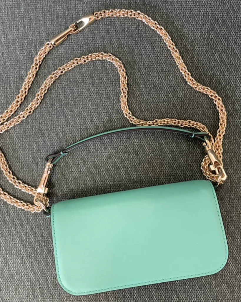 Mint Green Stone-Detail Flap Shoulder Bag — rear view