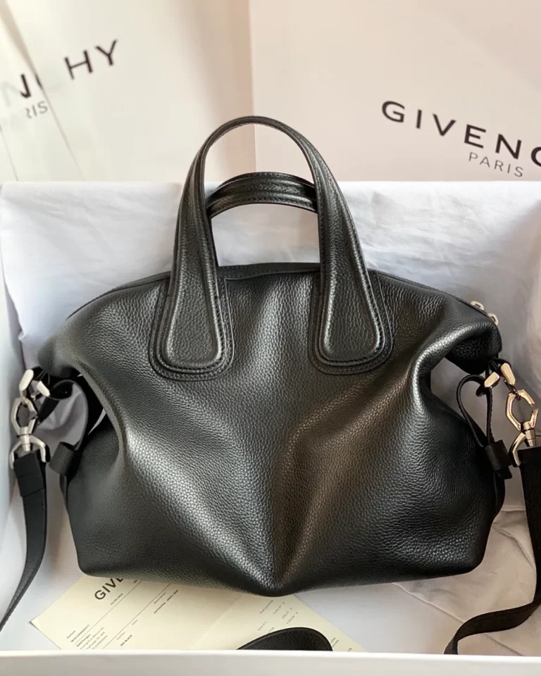 Black Rounded Twin-Handle Satchel — rear