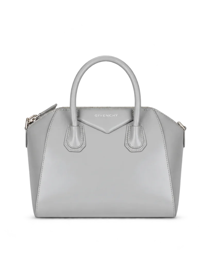Pale Grey Architectural Top Handle Bag — main view