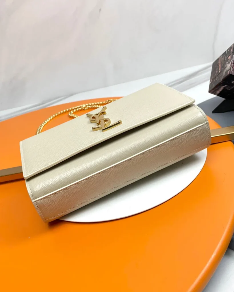 Cream Rectangular Chain Flap Bag — base view