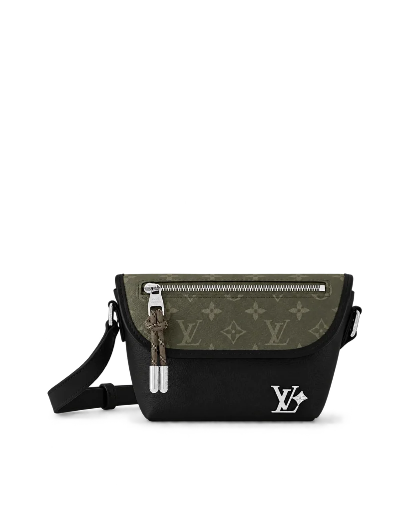 Black and Olive Monogram Flap Crossbody Bag — main view