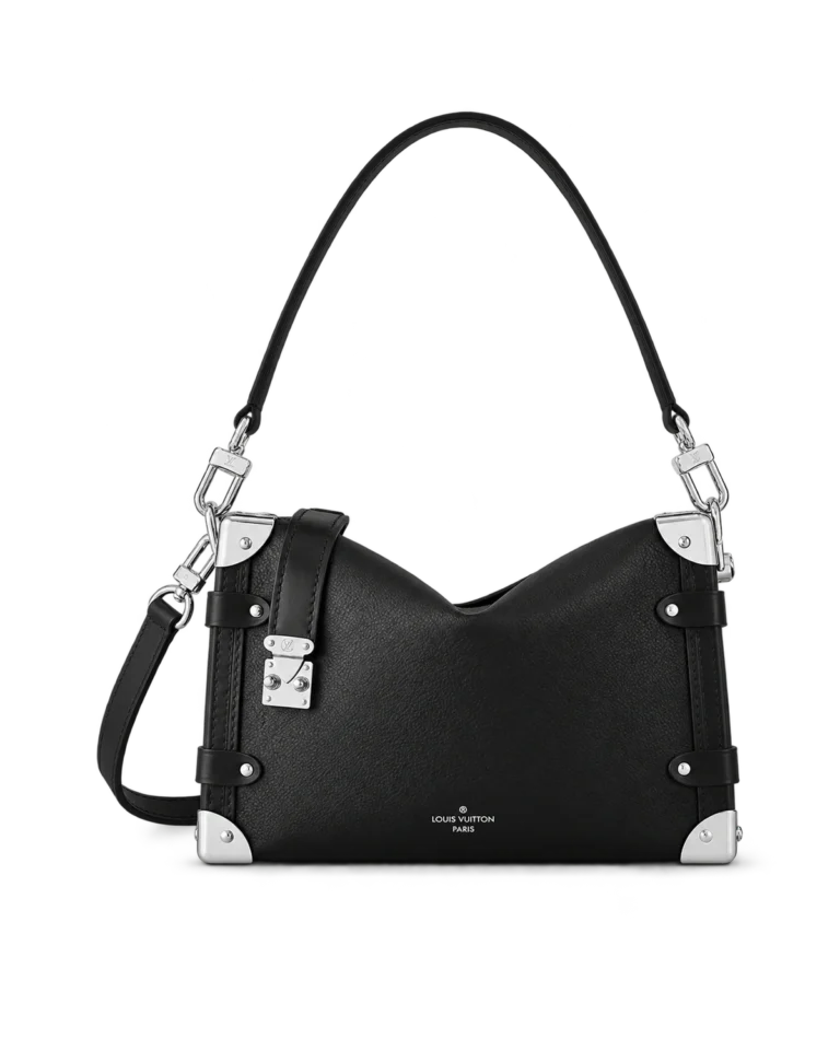 Black Silver-Tone Corner Shoulder Bag — upright front view