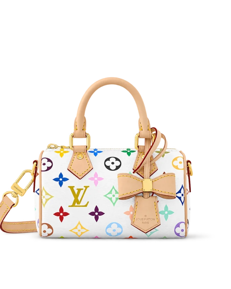 White Multicolor Nano Speedy-Inspired Mini Bag — main view