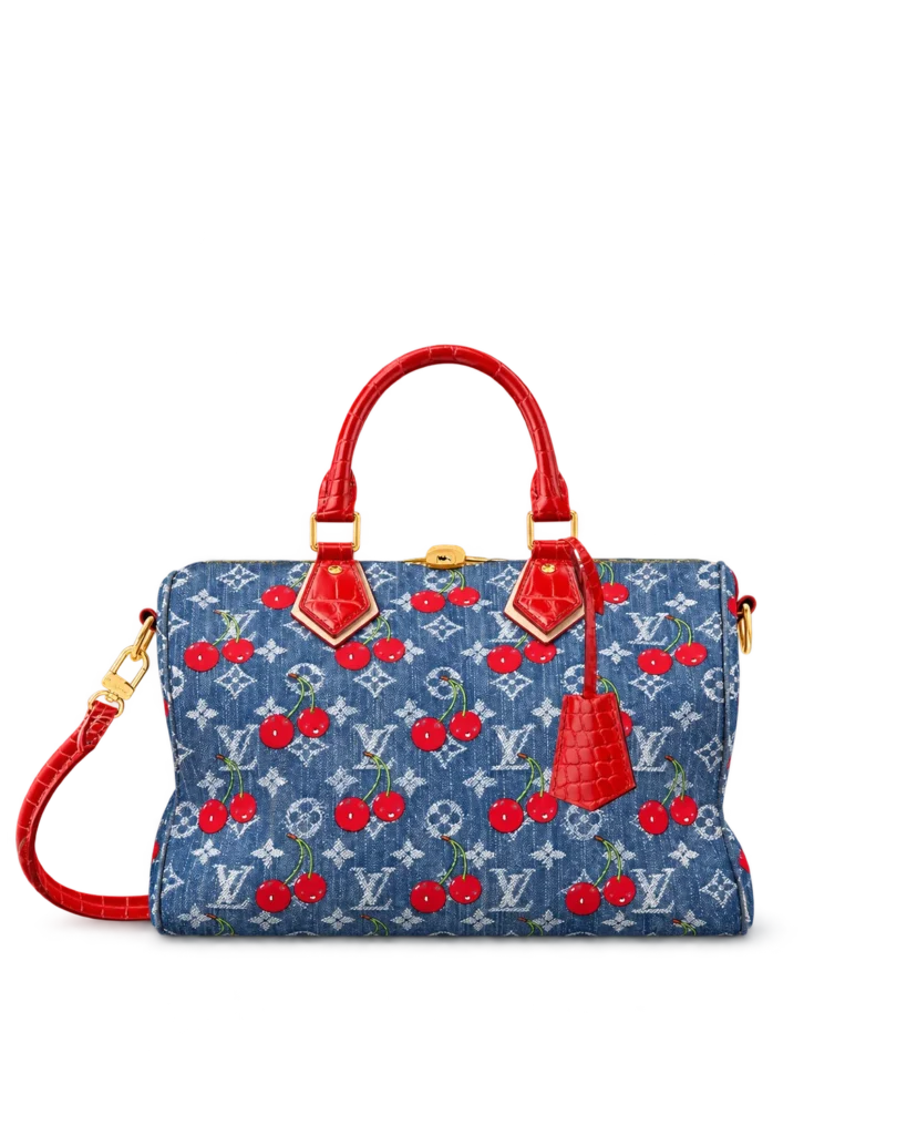 Cherry Denim Blue Speedy-Inspired Handbag — main view