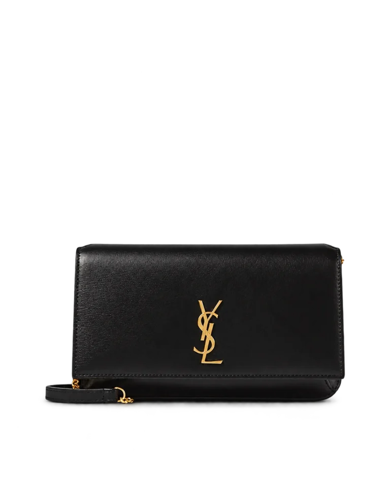 Black Grained-Look Strap Wallet — main view