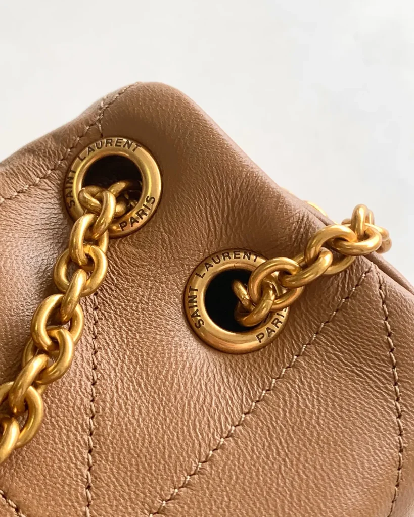 Caramel Geometric Flap Chain Bag — chain view