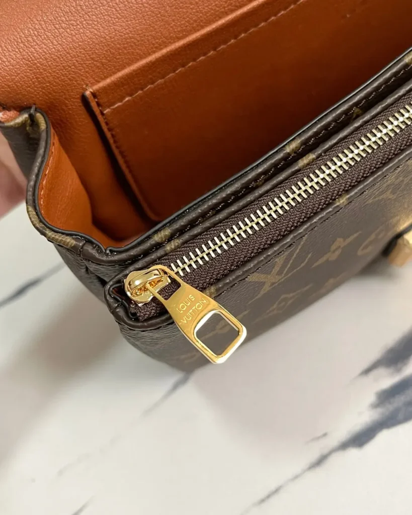 Brown Monogram Caramel Chain Flap Bag — interior view