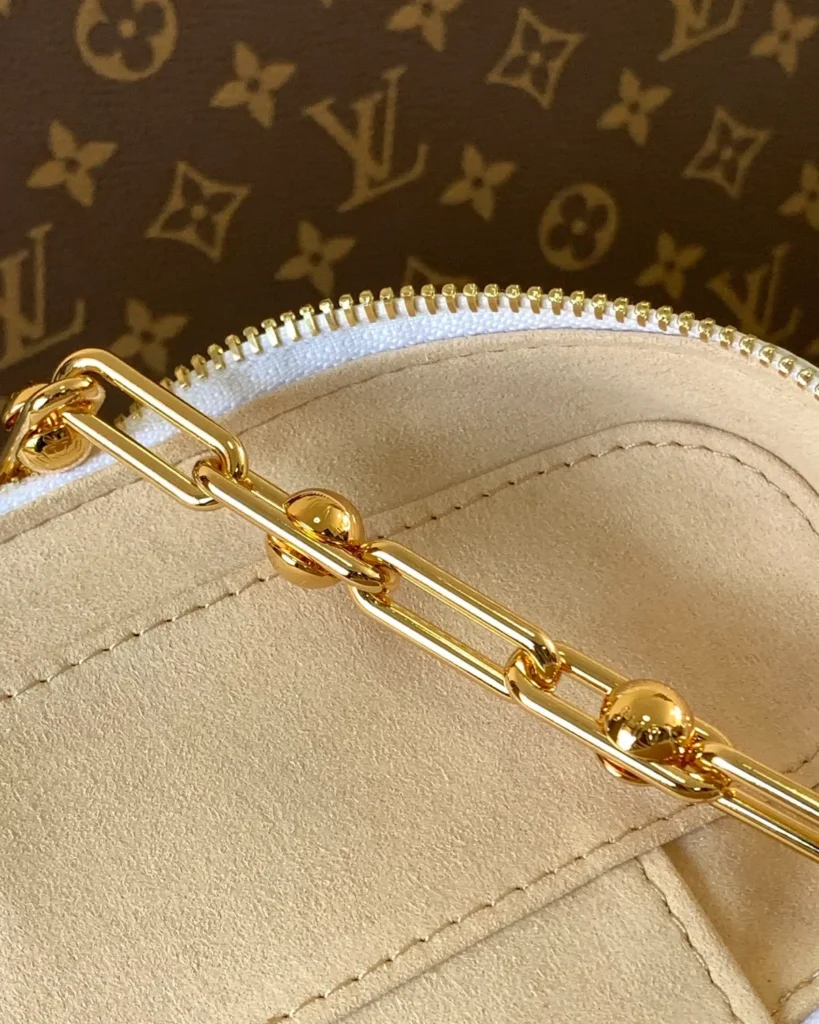 White Multicolor Monogram Vanity Bag — chain view