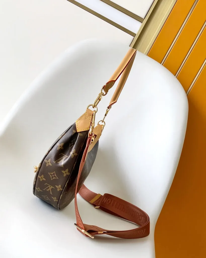 Brown Monogram Crescent Shoulder Bag — side view