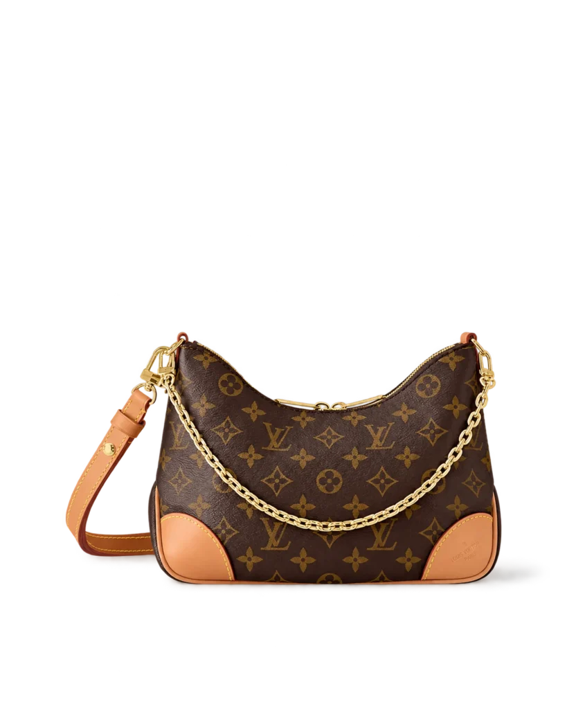Brown Monogram Crescent Bag with Tan Corners — main view