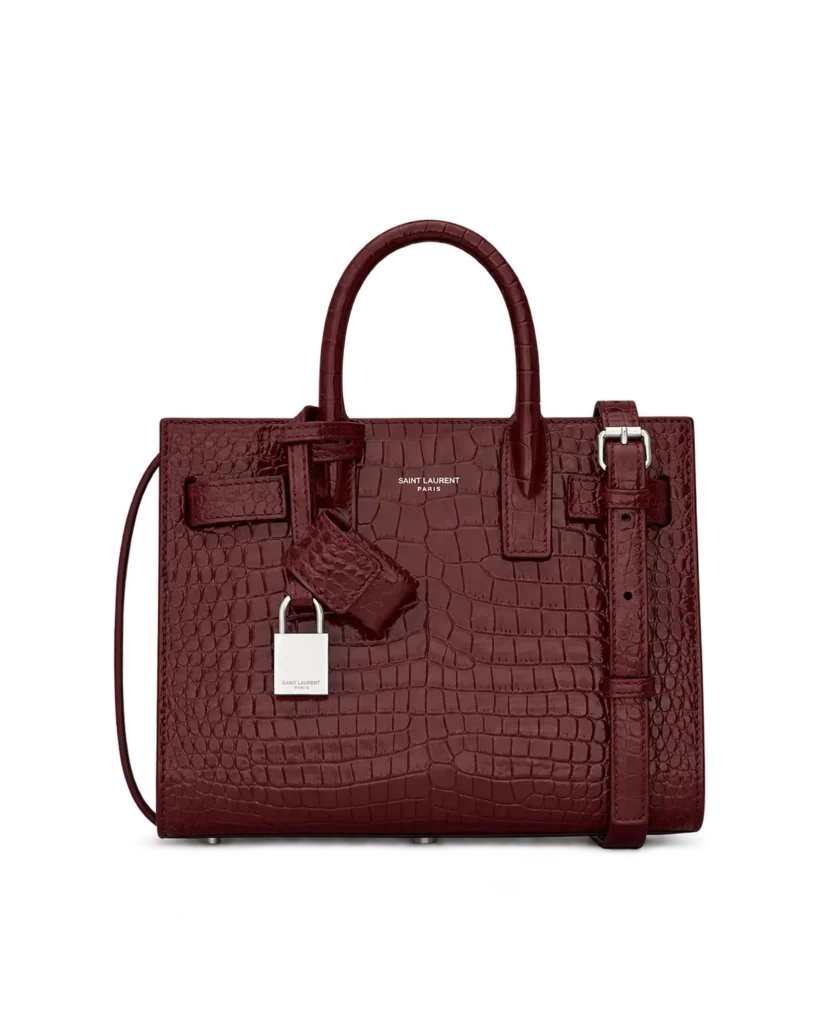 Burgundy Embossed Accordion Tote — main view
