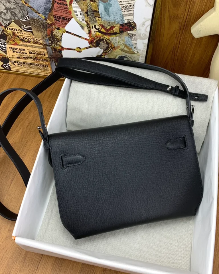 Kelly-Depeches-Inspired 25 Black Wristlet Pouch, rear angled view