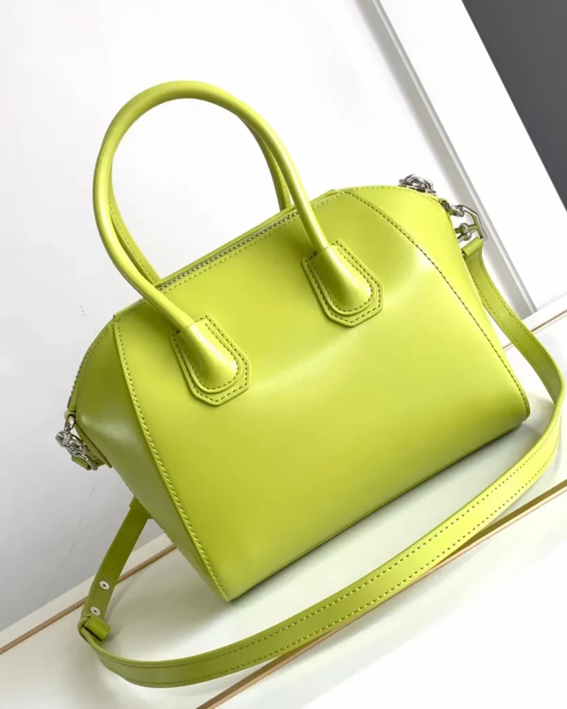 Lime Green Architectural Top Handle Bag — rear view