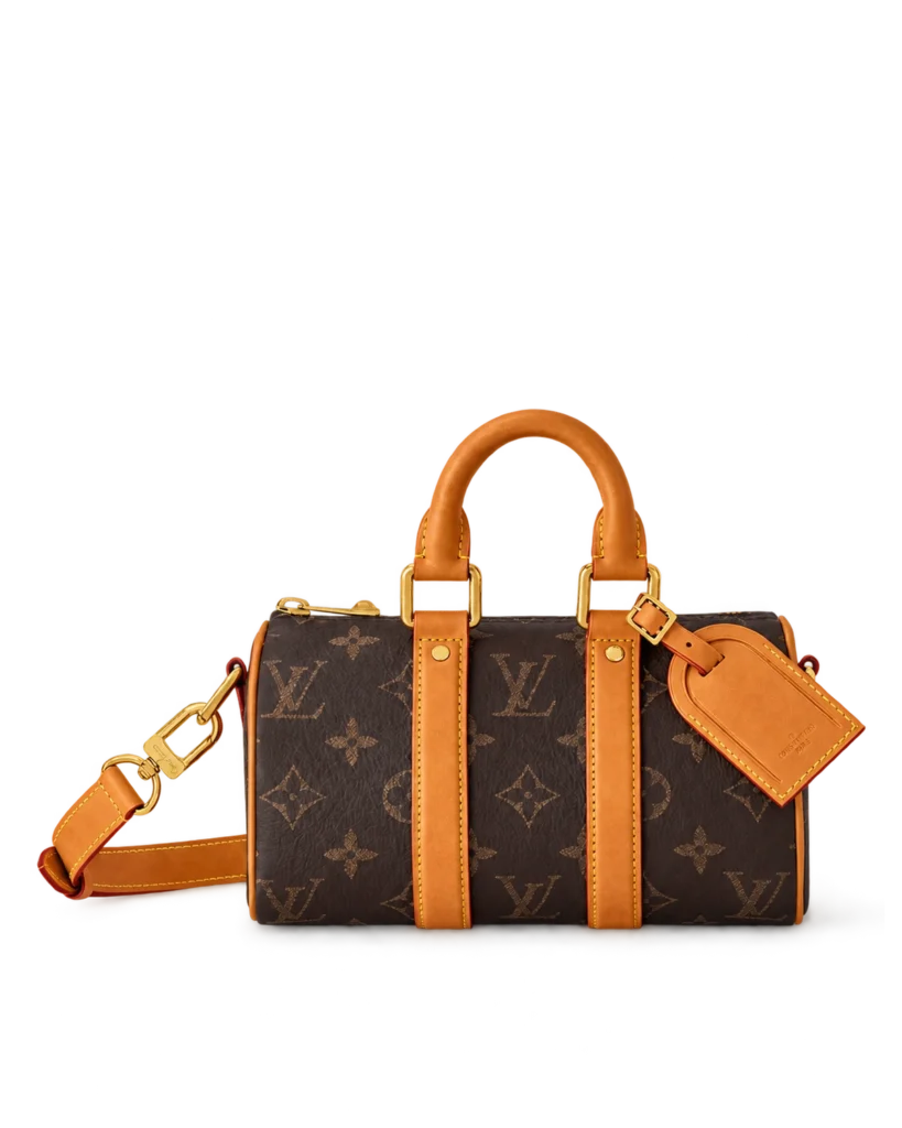Brown Monogram Tan-Trim Duffle — upright front view