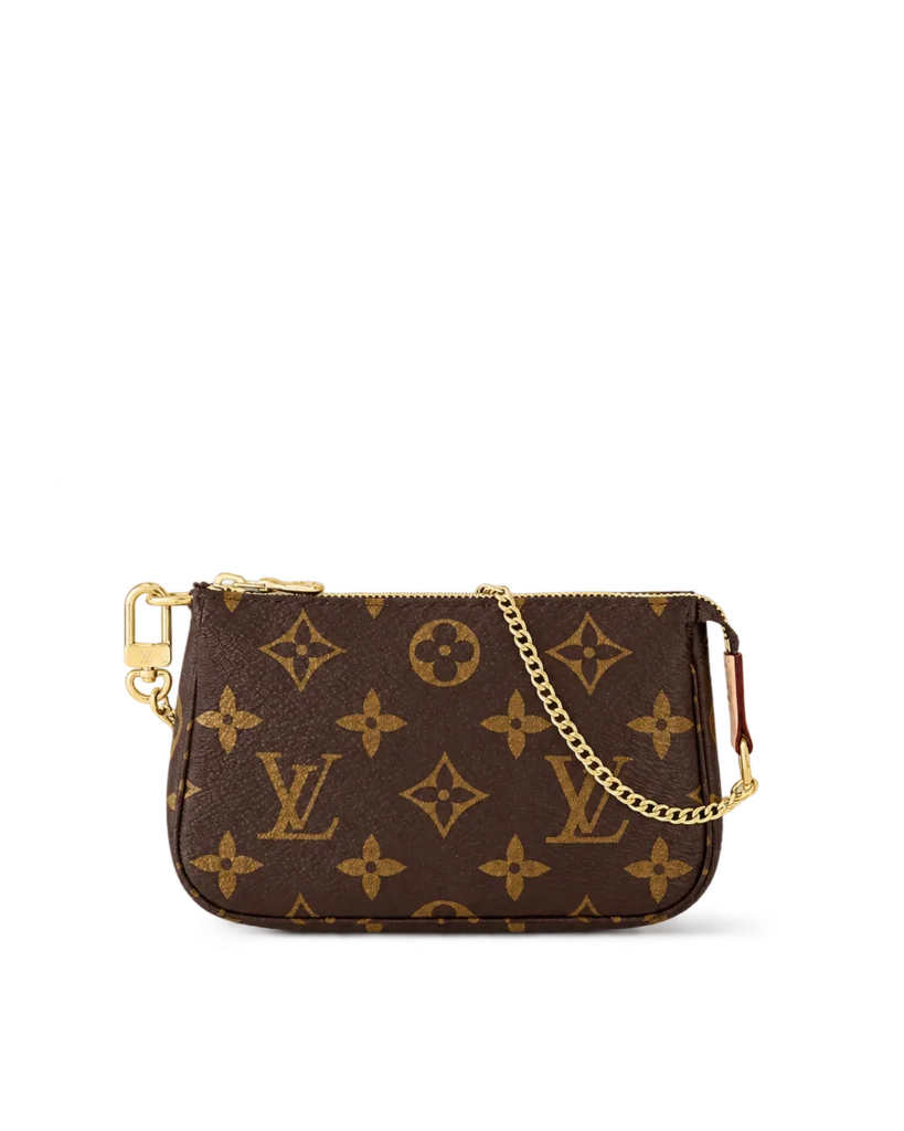Brown Monogram Mini Chain Zip Pouch — main view