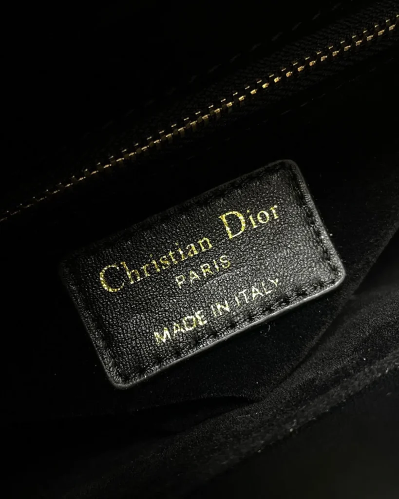 Black Butterfly-Embellished Top Handle Bag — interior label view