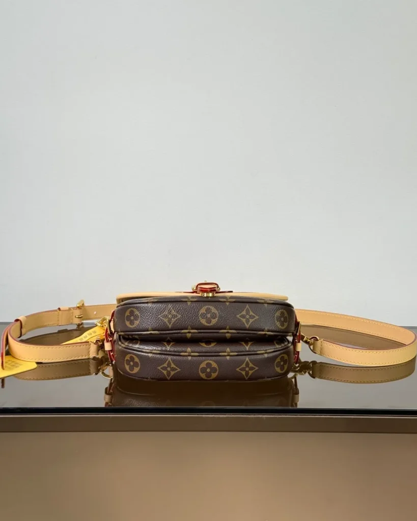 Brown Monogram Tan-Trim Saddle Bag — base view