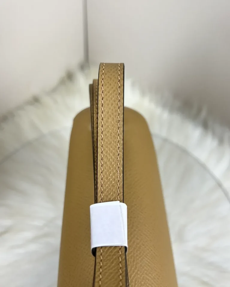 Kraft Tan constance-inspired mini 18 bag, strap detail view
