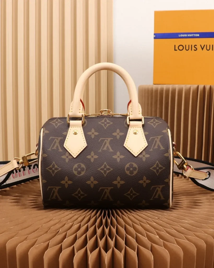 Brown Monogram Boston Bag with Wide Strap — front view