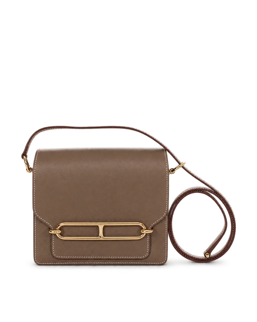 Taupe Link-Clasp Shoulder Bag — main view