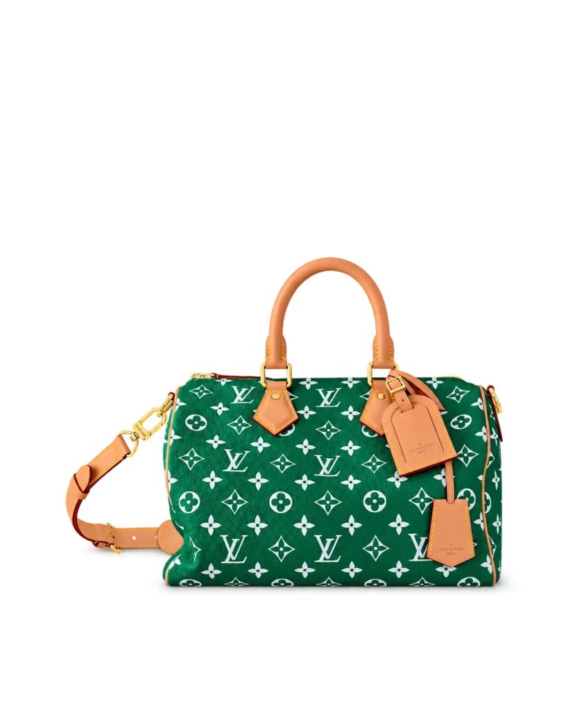 Green and White Monogram Duffle Bag — main view