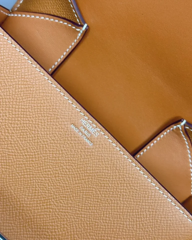 Della Cavalleria-Inspired Gold Mini Saddle Bag, interior texture view