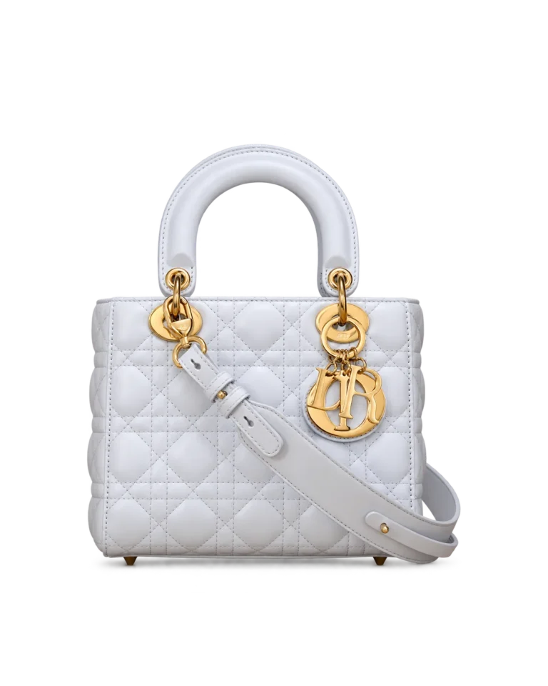 Pale Gray Quilted Top Handle Bag — main view