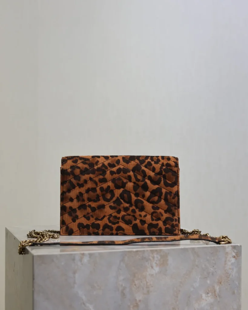 Leopard Print Envelope Chain Wallet — rear view