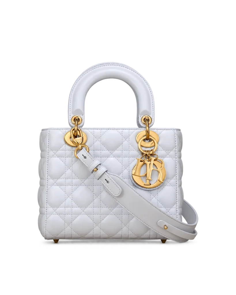 Pale Gray Quilted Top Handle Bag — main view
