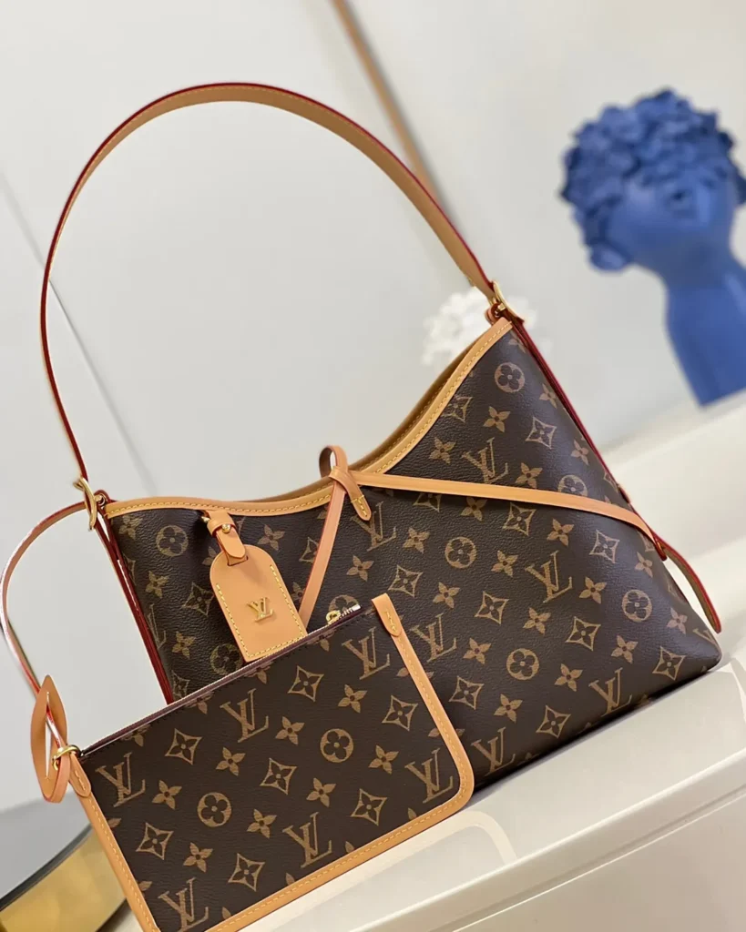 Brown Monogram Bow Shoulder Bag — angled front view
