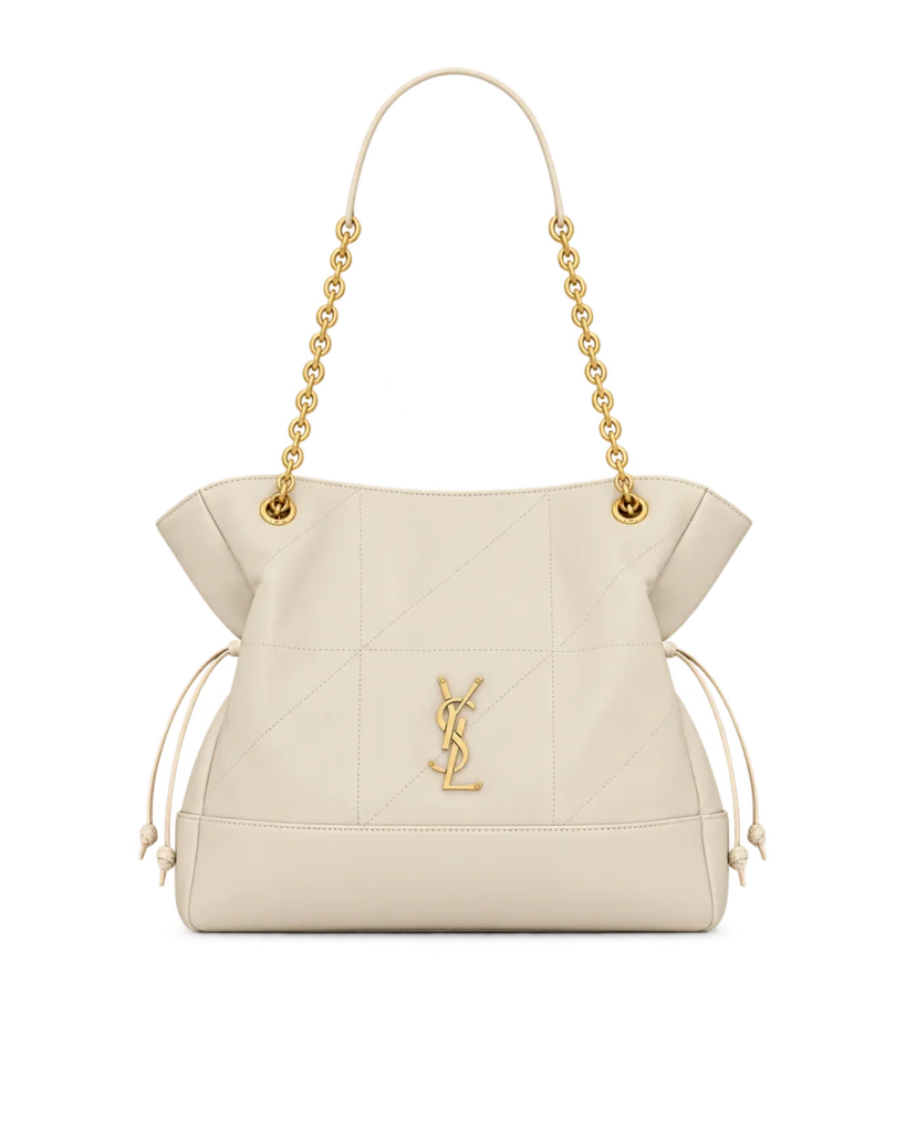 Ivory Geometric Side-Tie Shopper — upright front view
