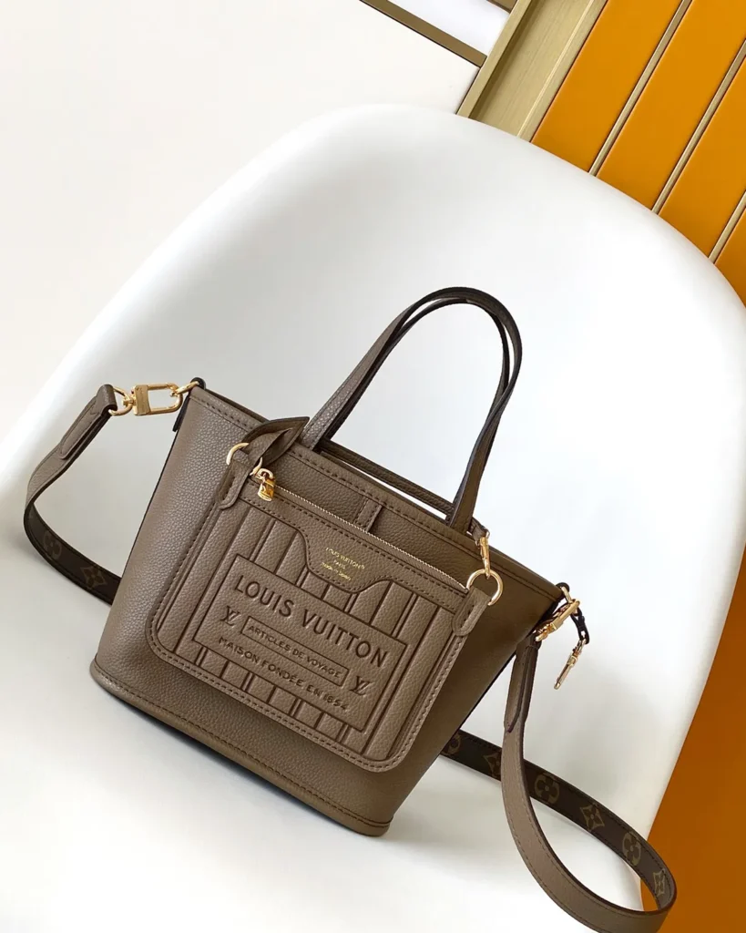 Brown and Taupe Monogram Mini Tote with Detachable Pouch — 6