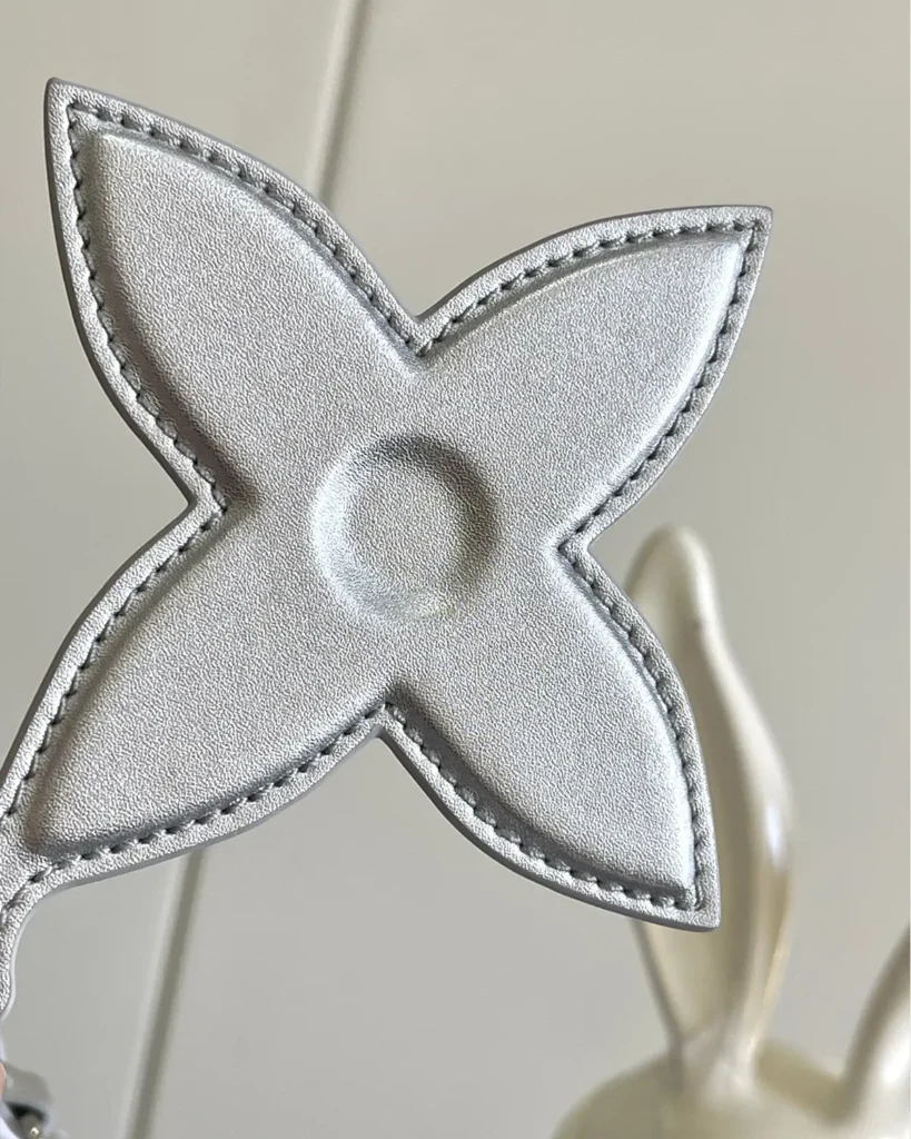 Silver-to-Black Monogram Flower-Charm Tote — flower charm view