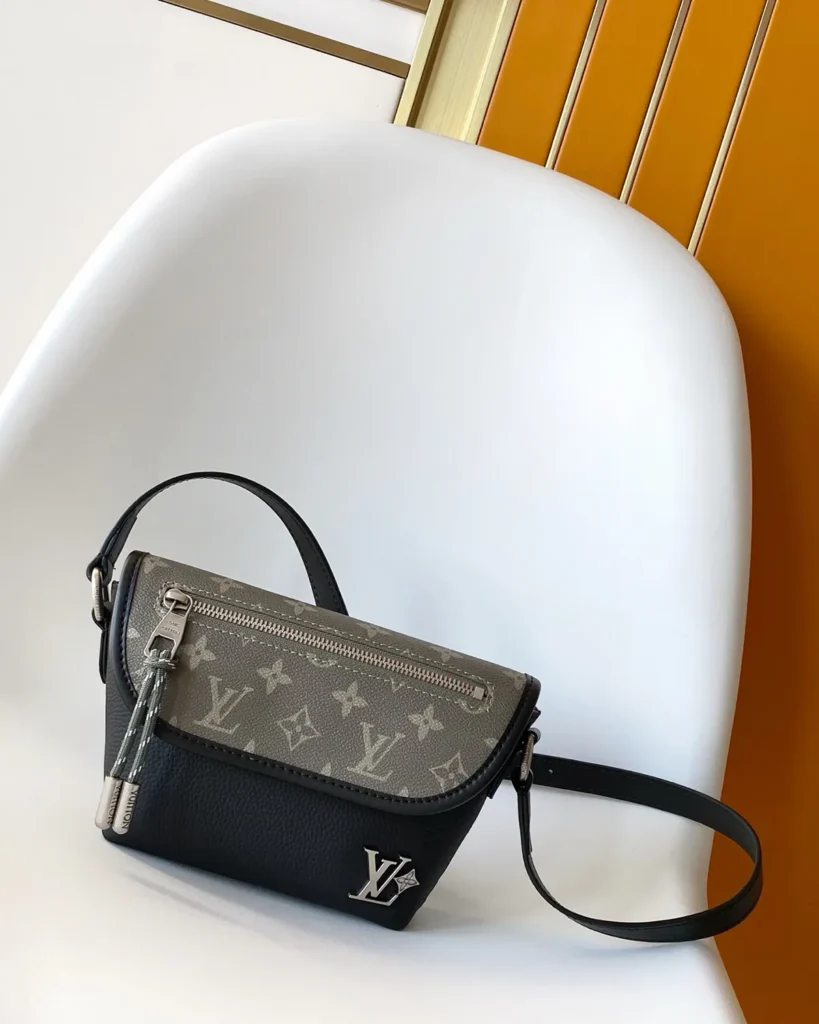 Black and Olive Monogram Crossbody Pouch — 2