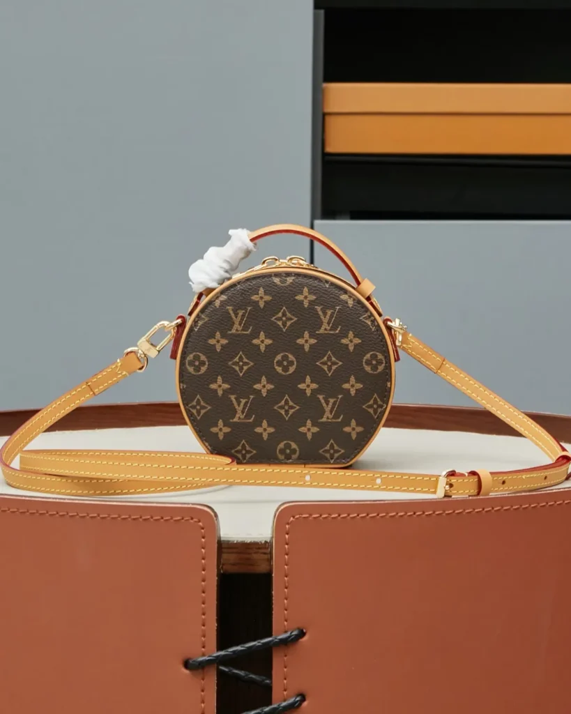 Brown Monogram Round Crossbody Bag — rear view