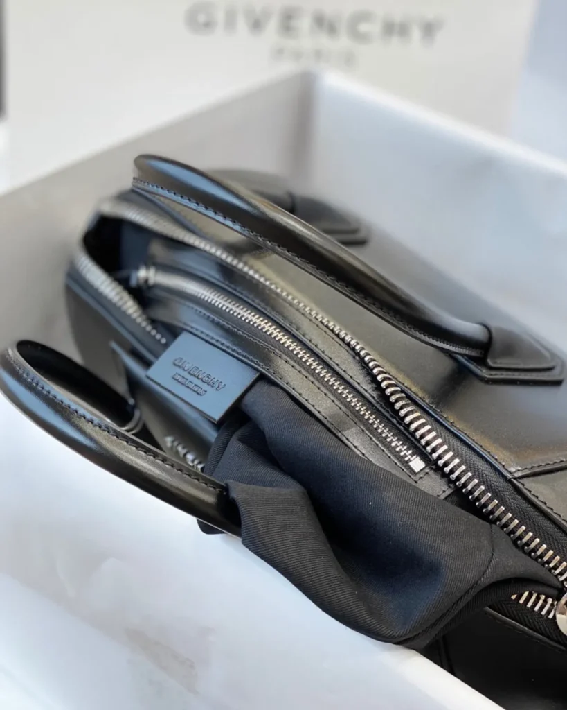 Black Architectural Top Handle Bag — top view